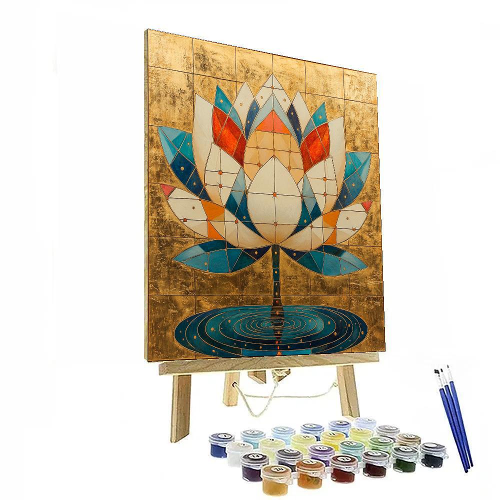 Gustav Klimt Inspired Gilded Lotus Geometry paint by number