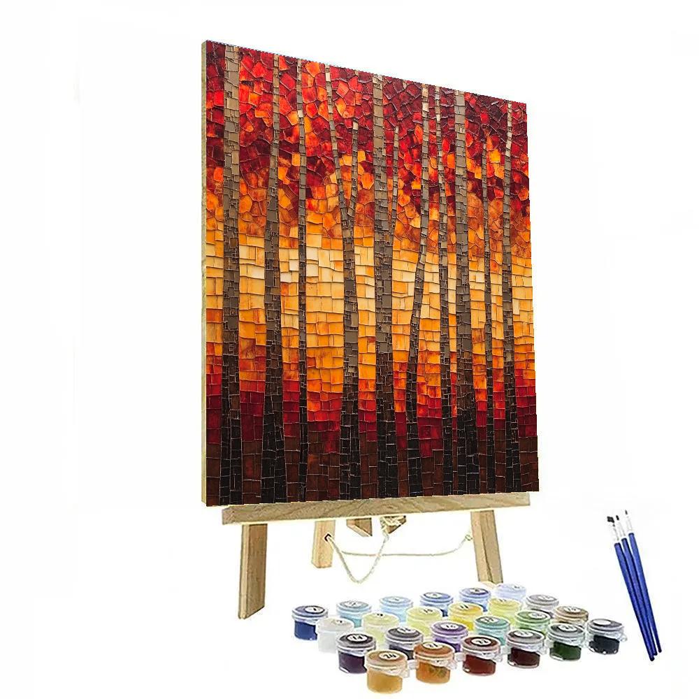 Jean-Paul Riopelle Inspired Autumn Ember Canopy Mosaic Number painting