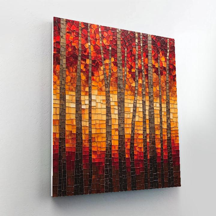 Jean-Paul Riopelle Inspired Autumn Ember Canopy Mosaic Number painting