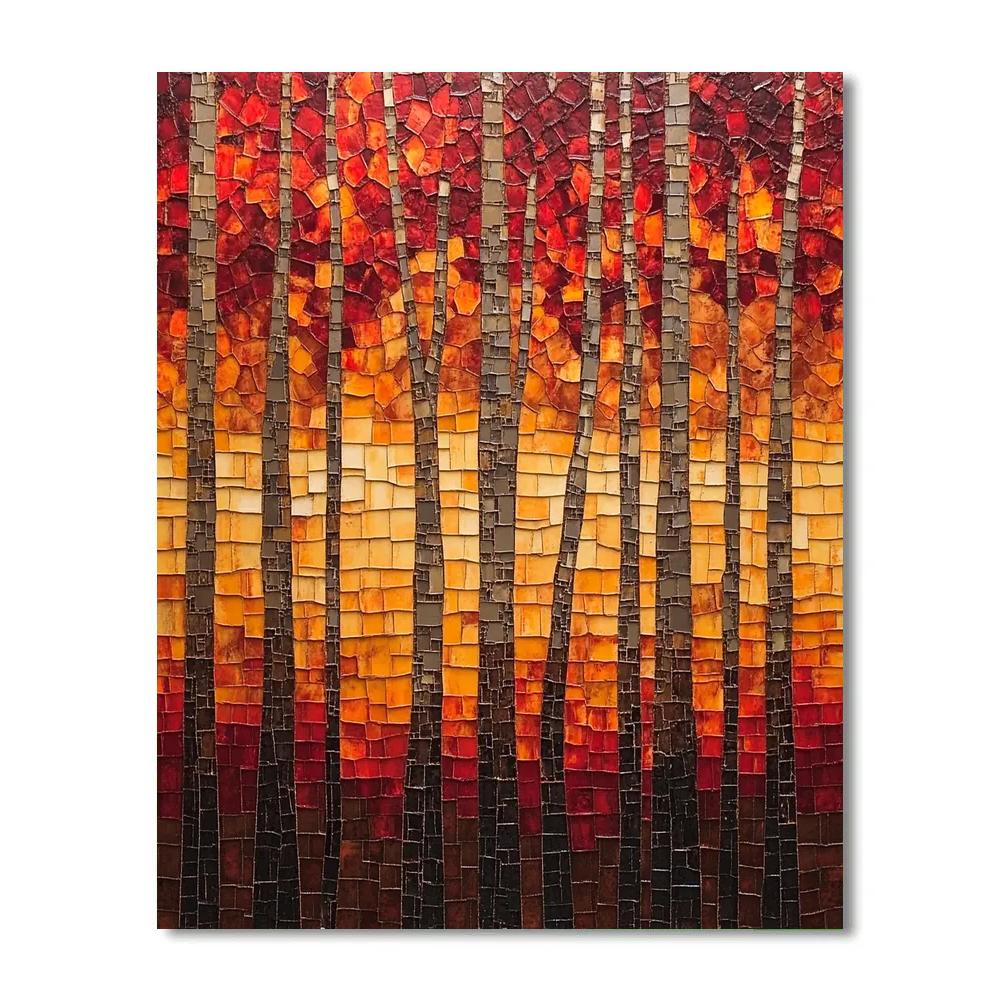 Jean-Paul Riopelle Inspired Autumn Ember Canopy Mosaic Number painting