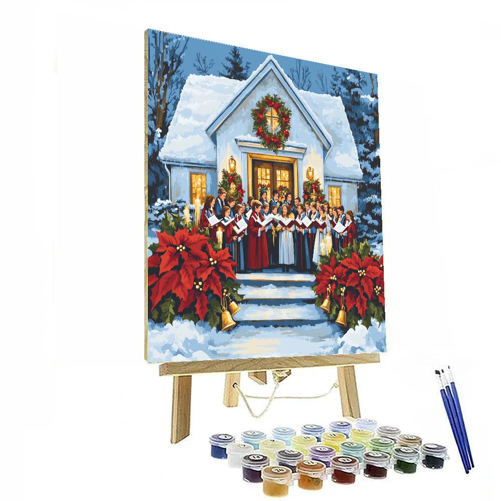 Chapel Bells And Poinsettias Paint by numbers art