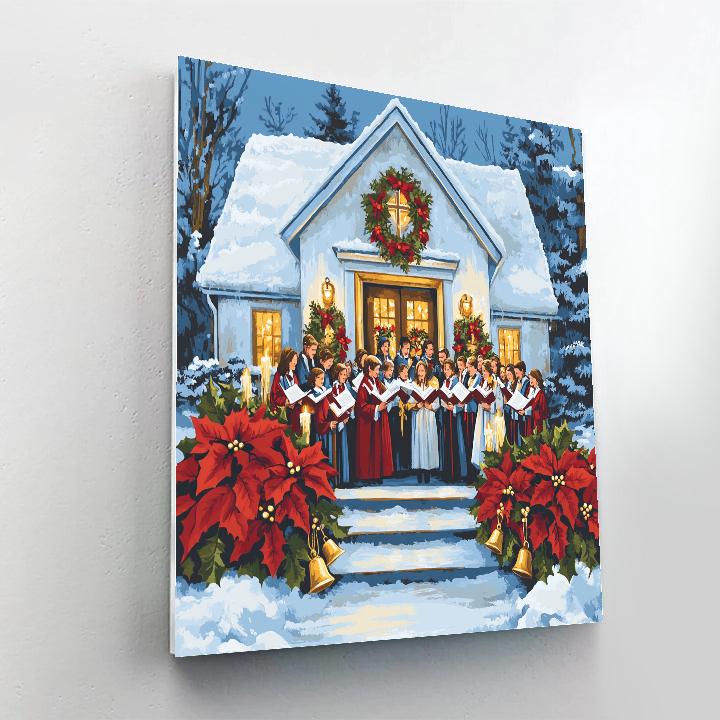 Chapel Bells And Poinsettias Paint by numbers art