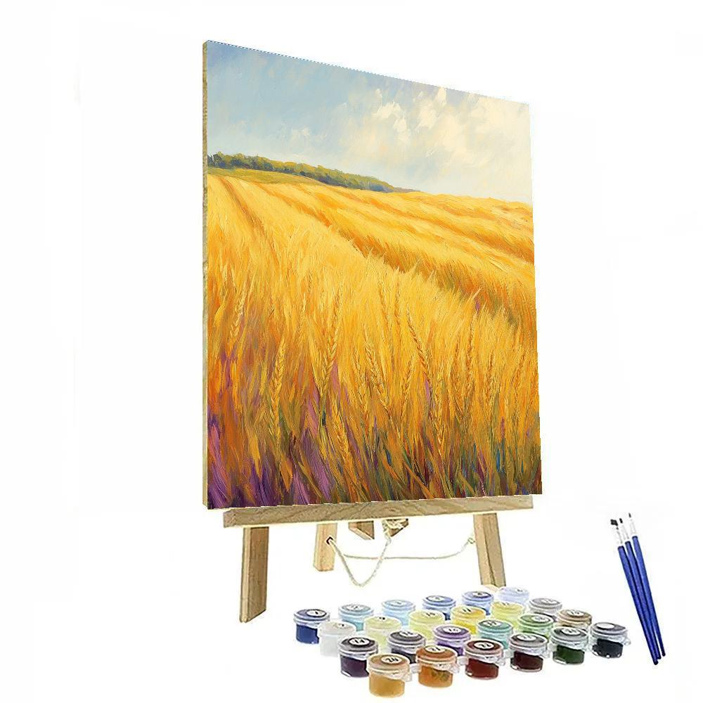 Claude Monet Inspired Golden Wheat Field Breeze Lines paint by color