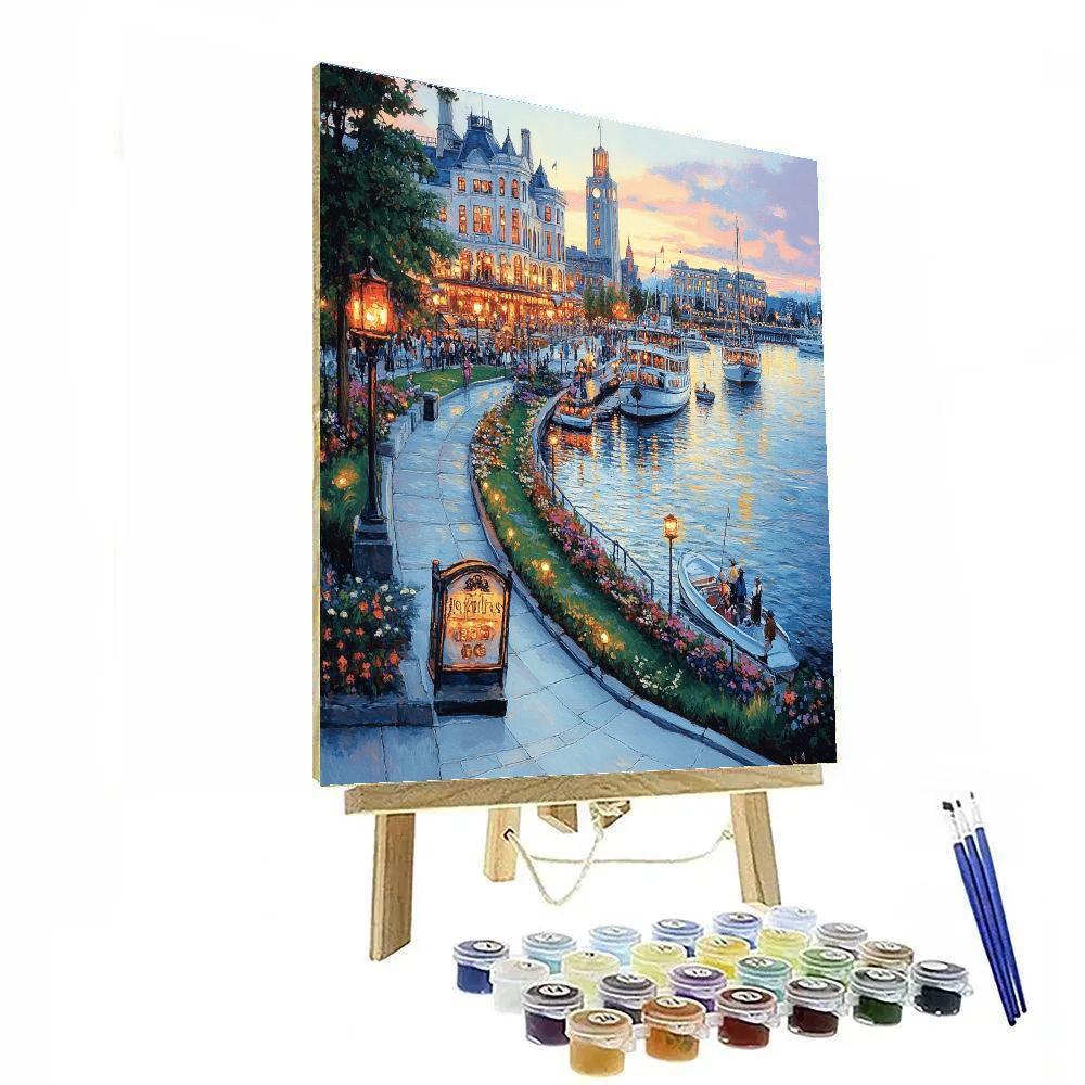 Harbor Promenade Of Victoria Inner Harbor Victoria Canada paint by color