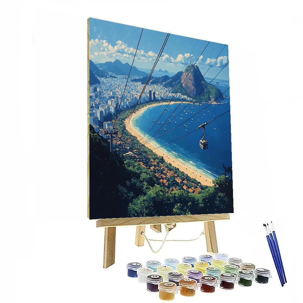 Panoramic View From Sugarloaf Cable Station Rio De Janeiro Brazil Numbered painting kits