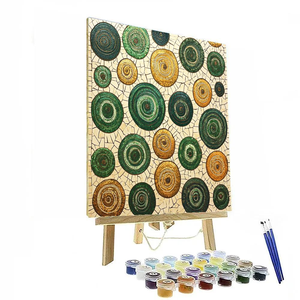 Gustav Klimt Inspired Verdant Fern Spiral Library Number painting