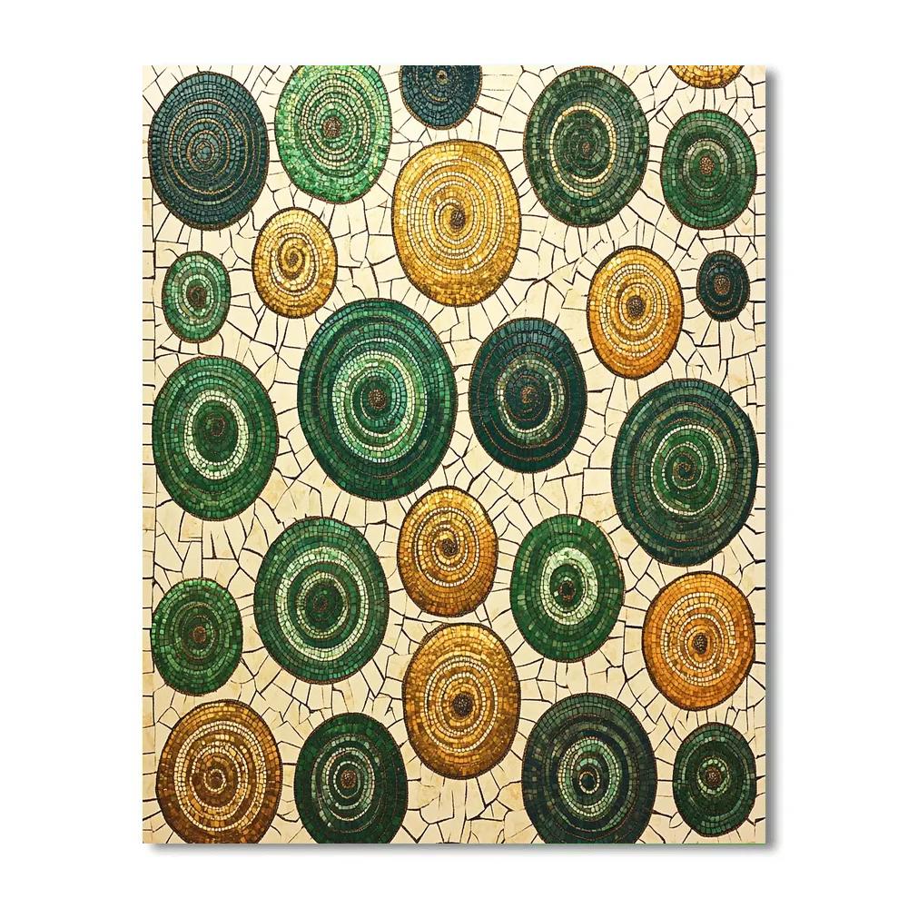 Gustav Klimt Inspired Verdant Fern Spiral Library Number painting