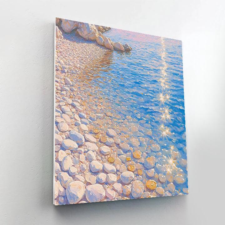 Claude Monet Inspired Pebble Shore Low Sun Sparkle Painting by numbers kit