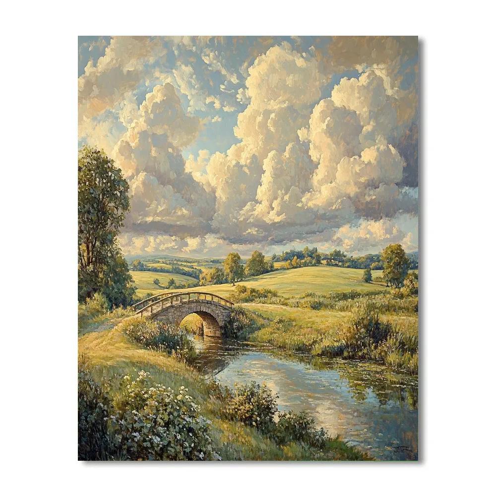 John Constable Inspired Countryside Bridge DIY paint by numbers