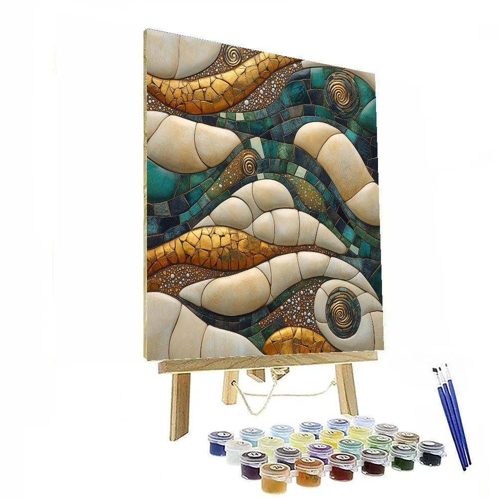 Gustav Klimt Inspired Gilded Tidepool Stones Paint by numbers art