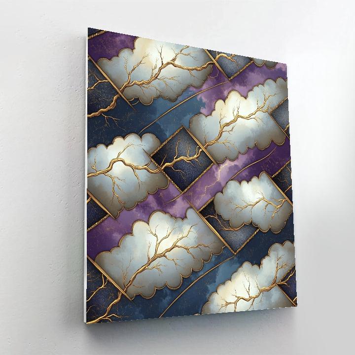 Gustav Klimt Inspired Amber Lightning Filigree Sky Paint by numbers art