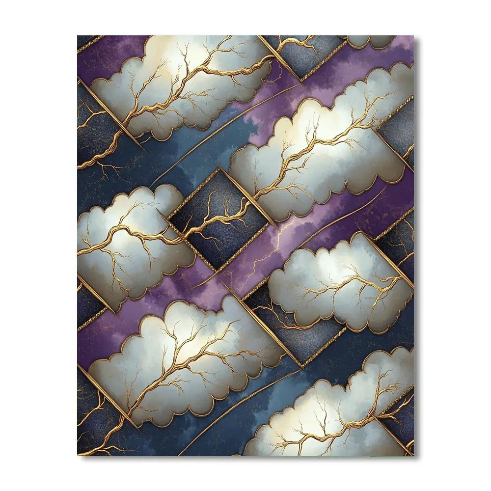 Gustav Klimt Inspired Amber Lightning Filigree Sky Paint by numbers art