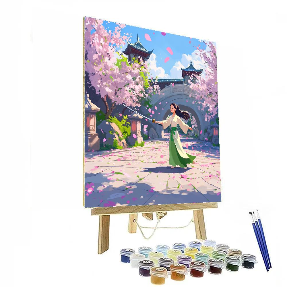 Mulan Spring Training Garden Disney Inspired paint by numbers