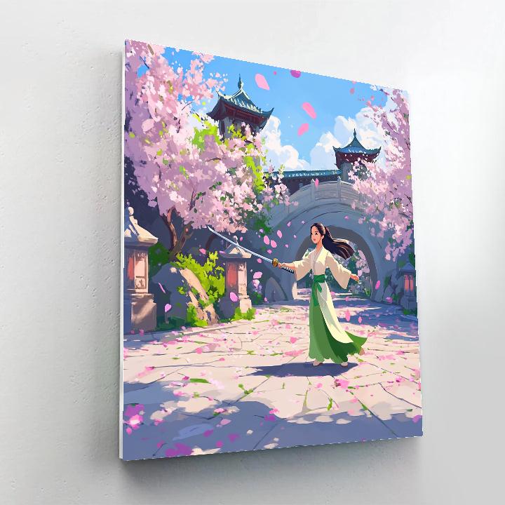 Mulan Spring Training Garden Disney Inspired paint by numbers