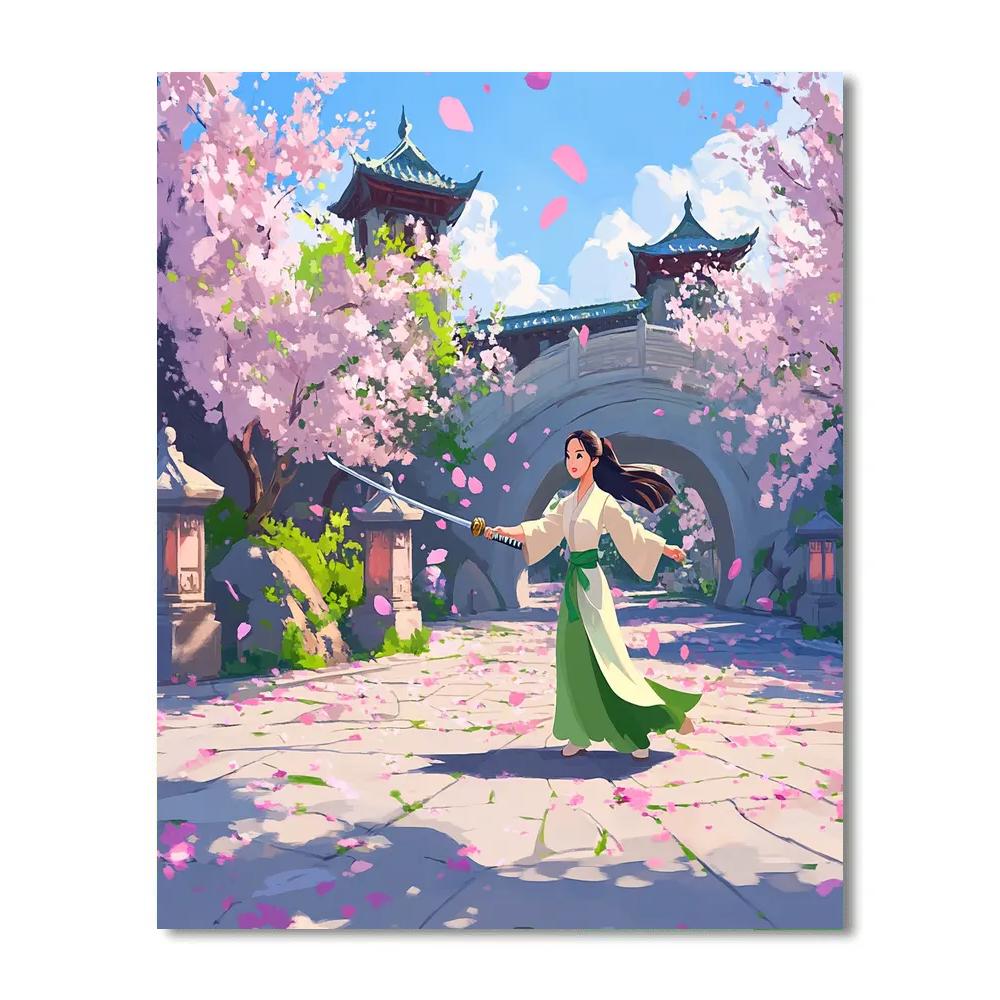 Mulan Spring Training Garden Disney Inspired paint by numbers