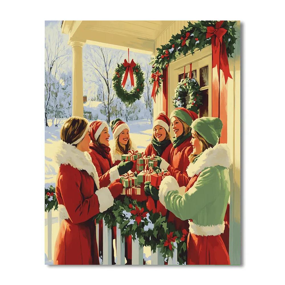 Snowy Porch Present Swap paint by numbers