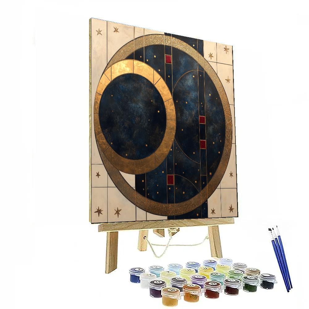 Gustav Klimt Inspired Indigo Eclipse Ornament Painting by numbers kit