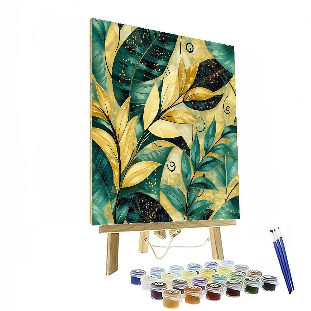 Gustav Klimt Inspired Golden Rainforest Pattern Veil paint by color