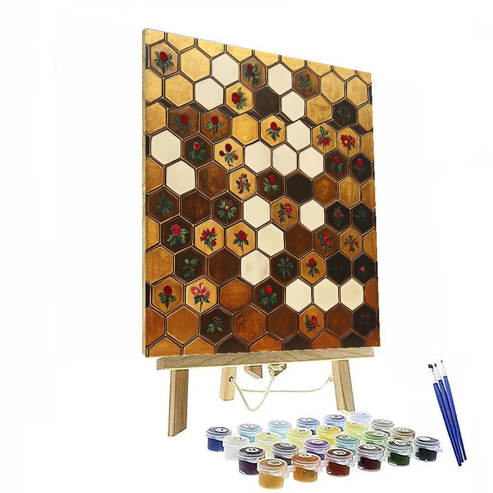 Gustav Klimt Inspired Bronze Honeycomb Garden Paint by numbers kits