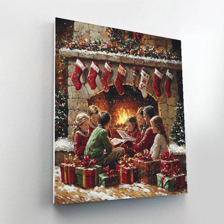 Mantle Of Stockings And Stories Paint by numbers art