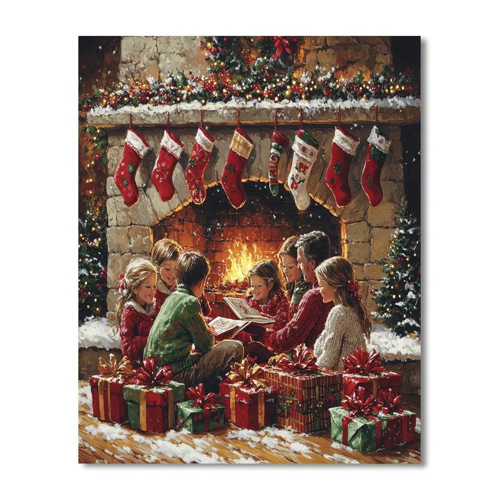 Mantle Of Stockings And Stories Paint by numbers art