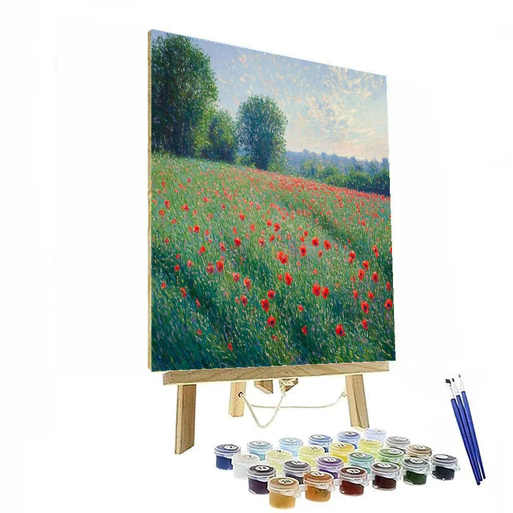 Claude Monet Inspired Meadow Poppy Flicker Light Numbered painting kits