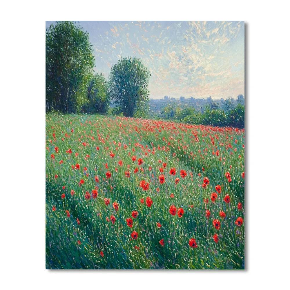 Claude Monet Inspired Meadow Poppy Flicker Light Numbered painting kits