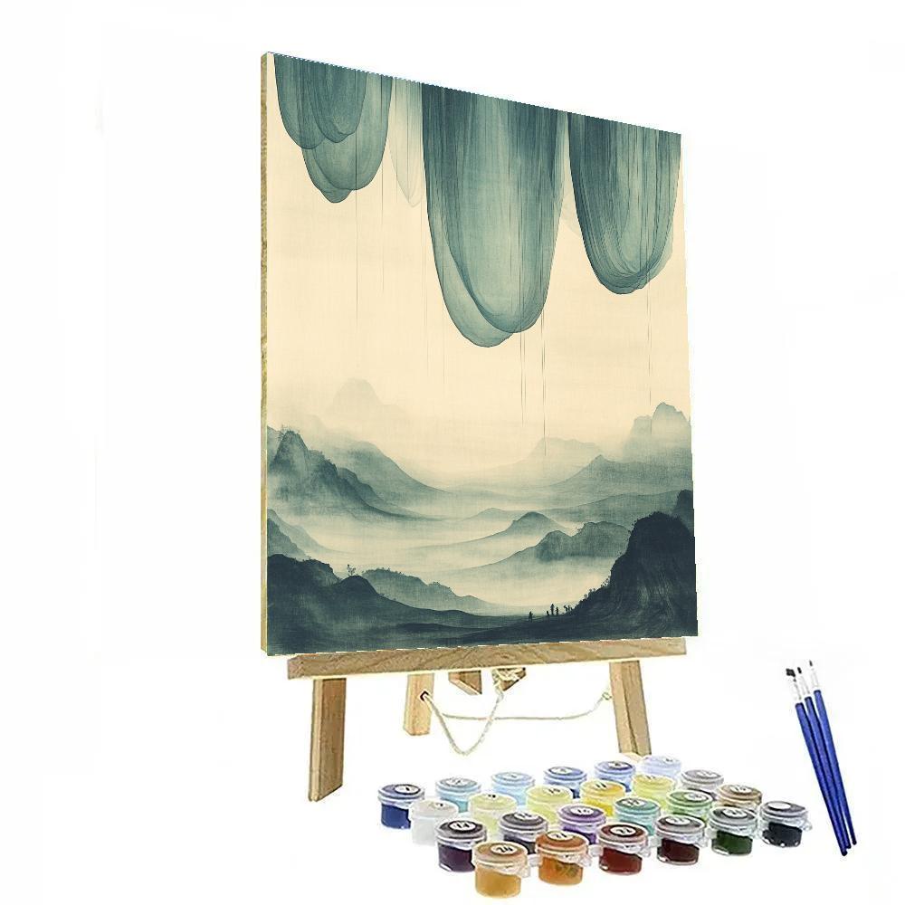 Zhao Mengfu Inspired Ink Drift Aurora Quietude painting number kit