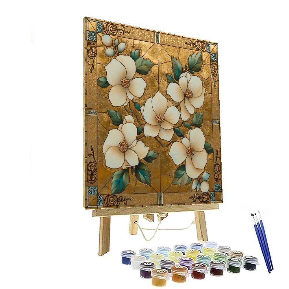 Gustav Klimt Inspired Golden Orchard Blossom Tiles painting number kit