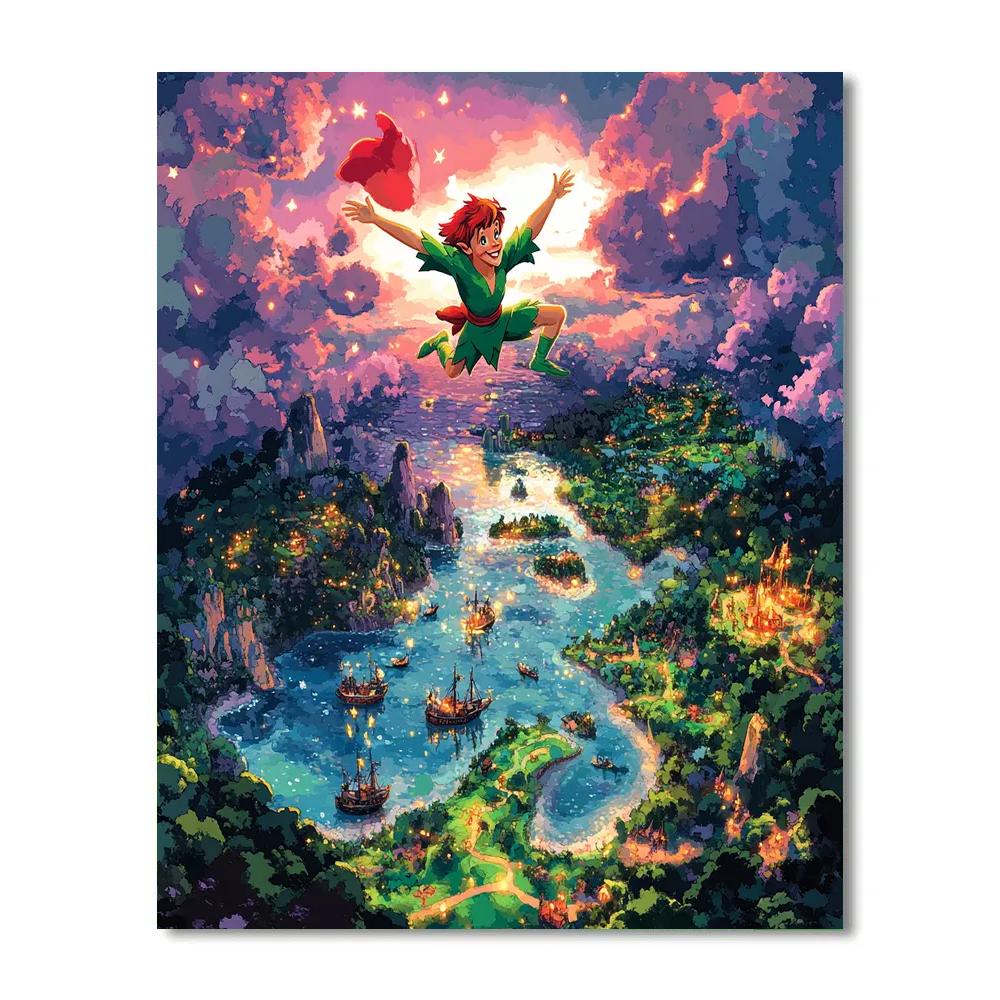 Peter Pan Neverland Sky Soar Disney Inspired paint by numbers