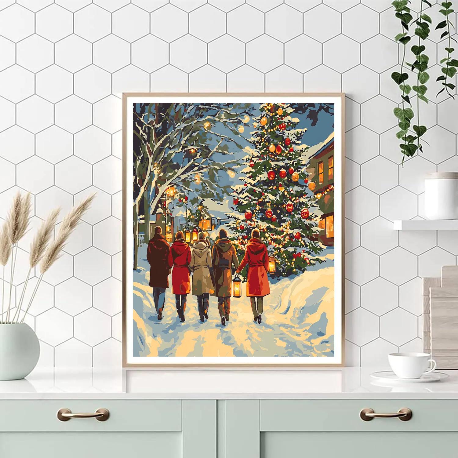 Lantern Walk To The Tree painting number kit