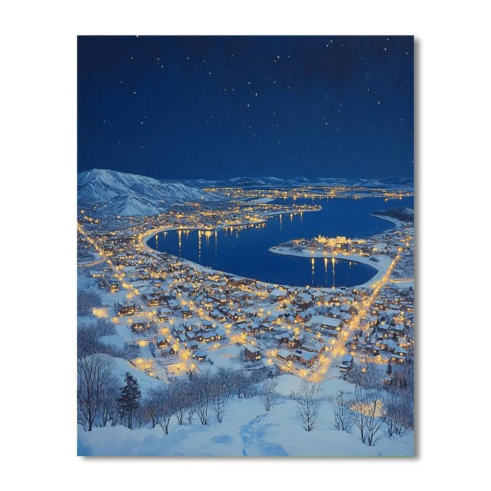 Snowy View From Mount Hakodate Over Hakodate Japan DIY paint by numbers