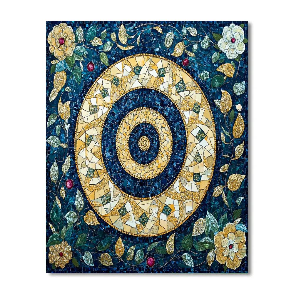 Gustav Klimt Inspired Midnight Garden Spiral Path paint by number