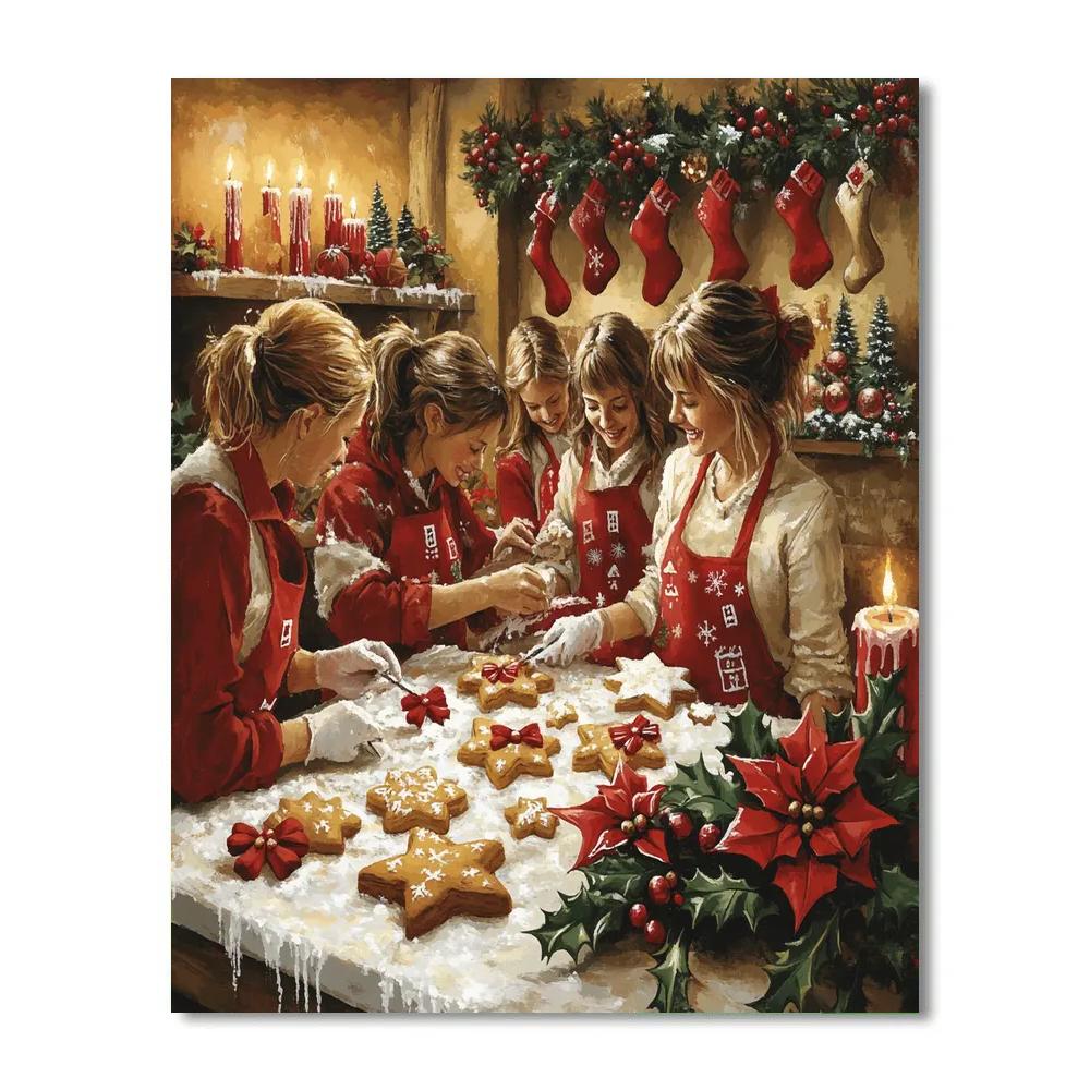 Bells And Bows Baking Night Paint by numbers art