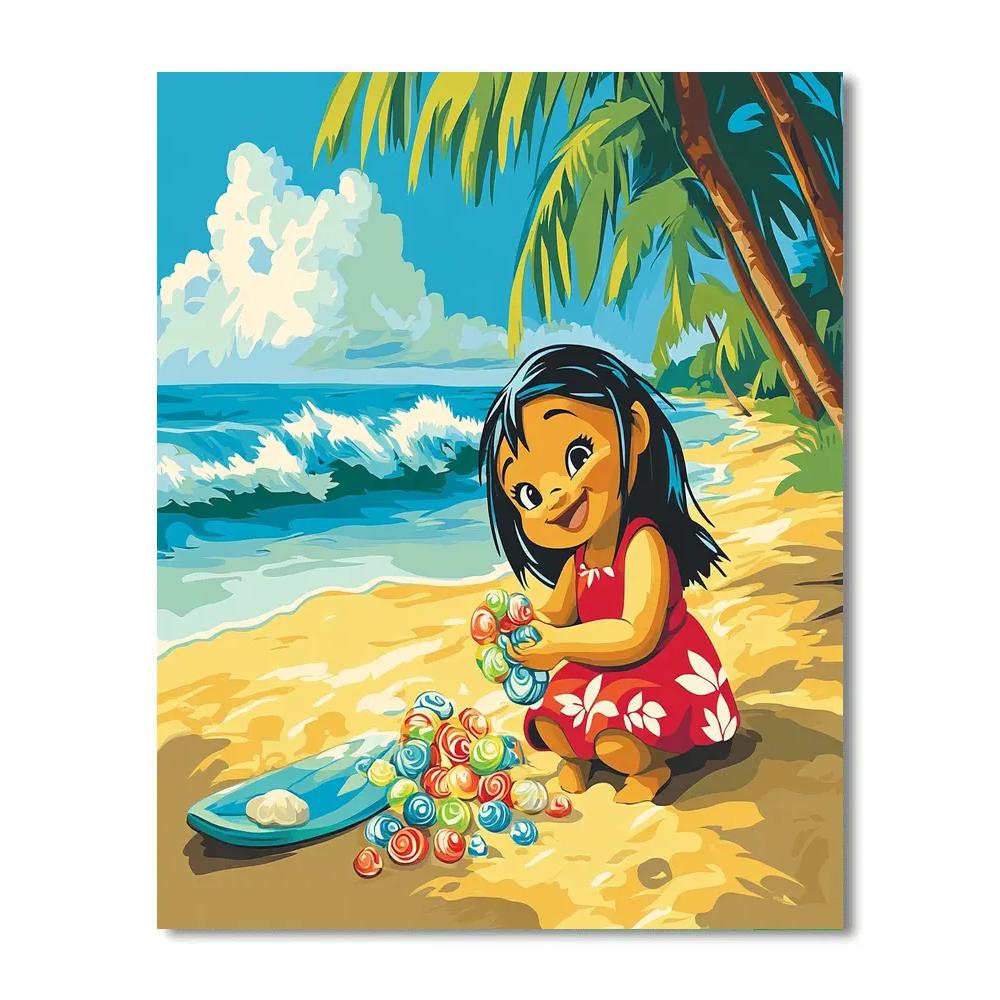 Lilo Beach Shell Collection Day Disney Inspired DIY paint by numbers