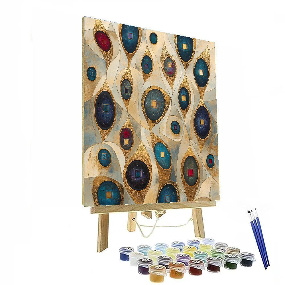 Gustav Klimt Inspired Golden Pebble Nebula DIY paint by numbers