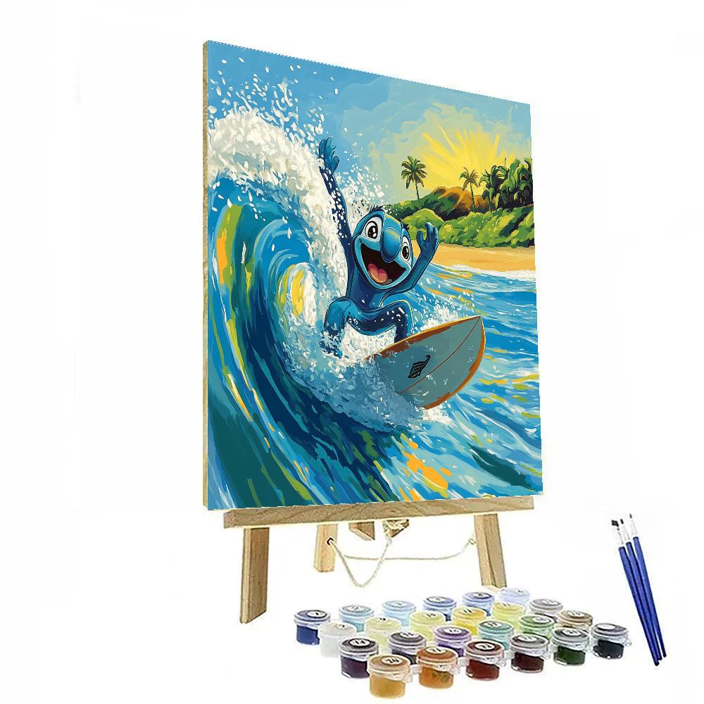 Stitch Surf Wave Splash Disney Inspired Number painting