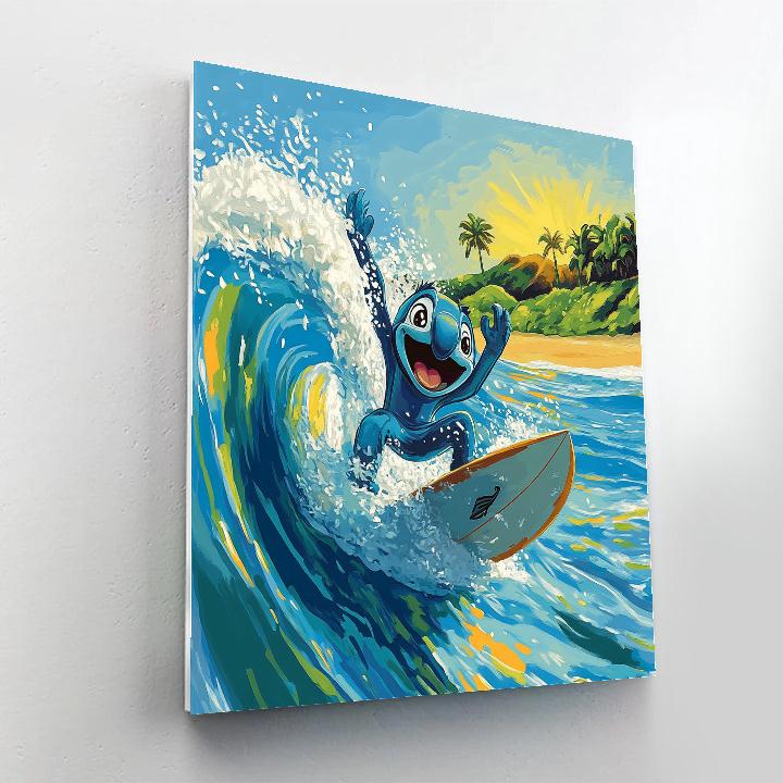 Stitch Surf Wave Splash Disney Inspired Number painting