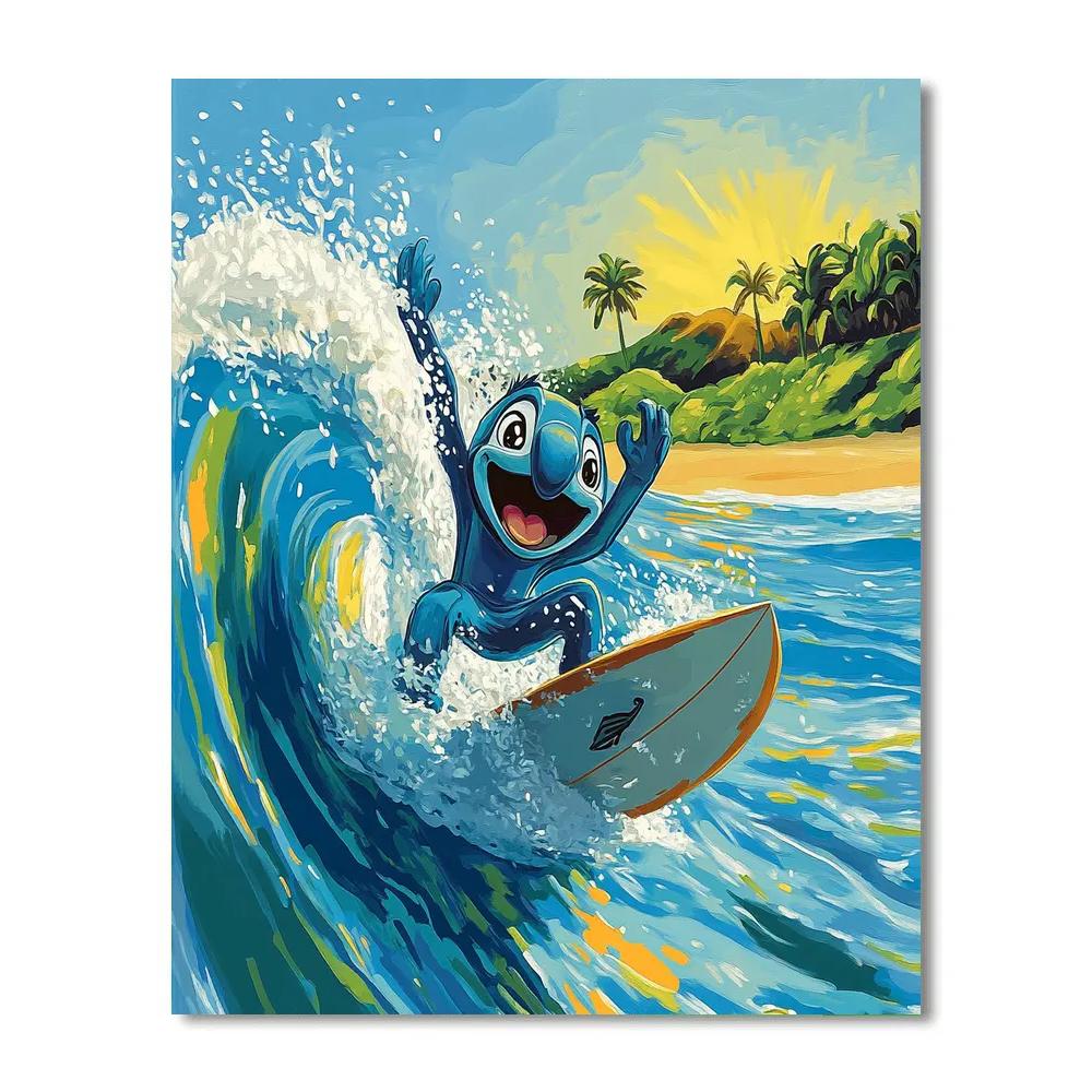Stitch Surf Wave Splash Disney Inspired Number painting