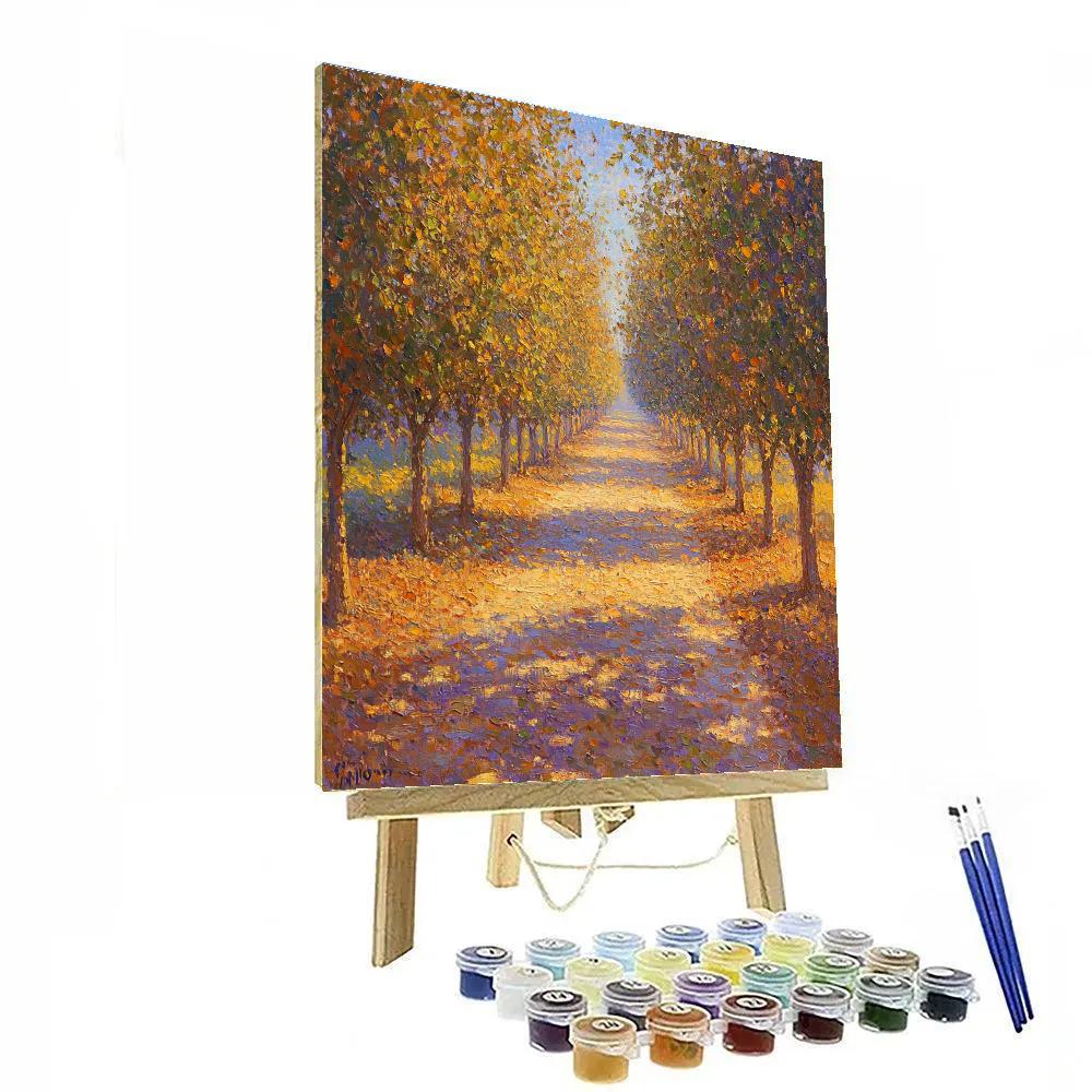 Claude Monet Inspired Autumn Orchard Amber Glow painting number kit