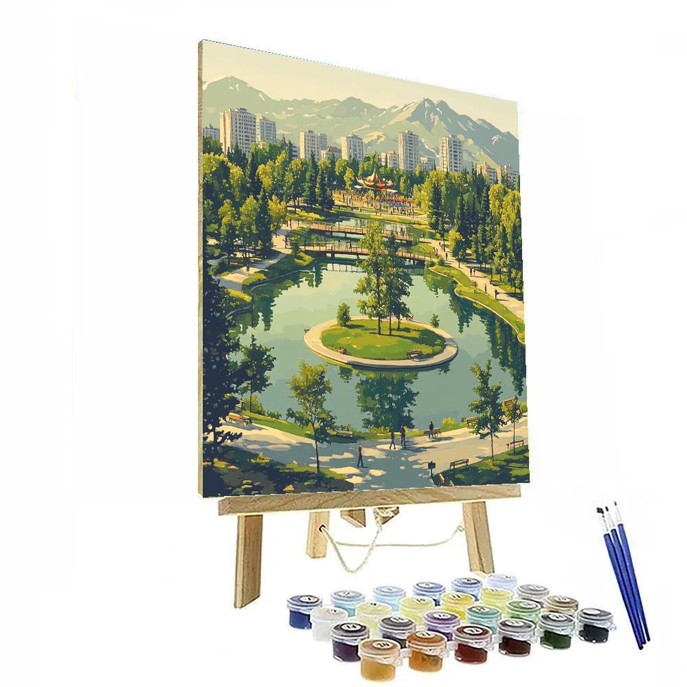 City Park Island In Bishkek From Ala Archa Avenue Bishkek Kyrgyzstan paint by number