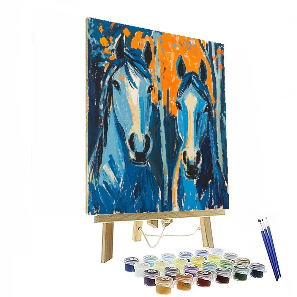 Franz Marc Inspired Blue Horses paint by numbers