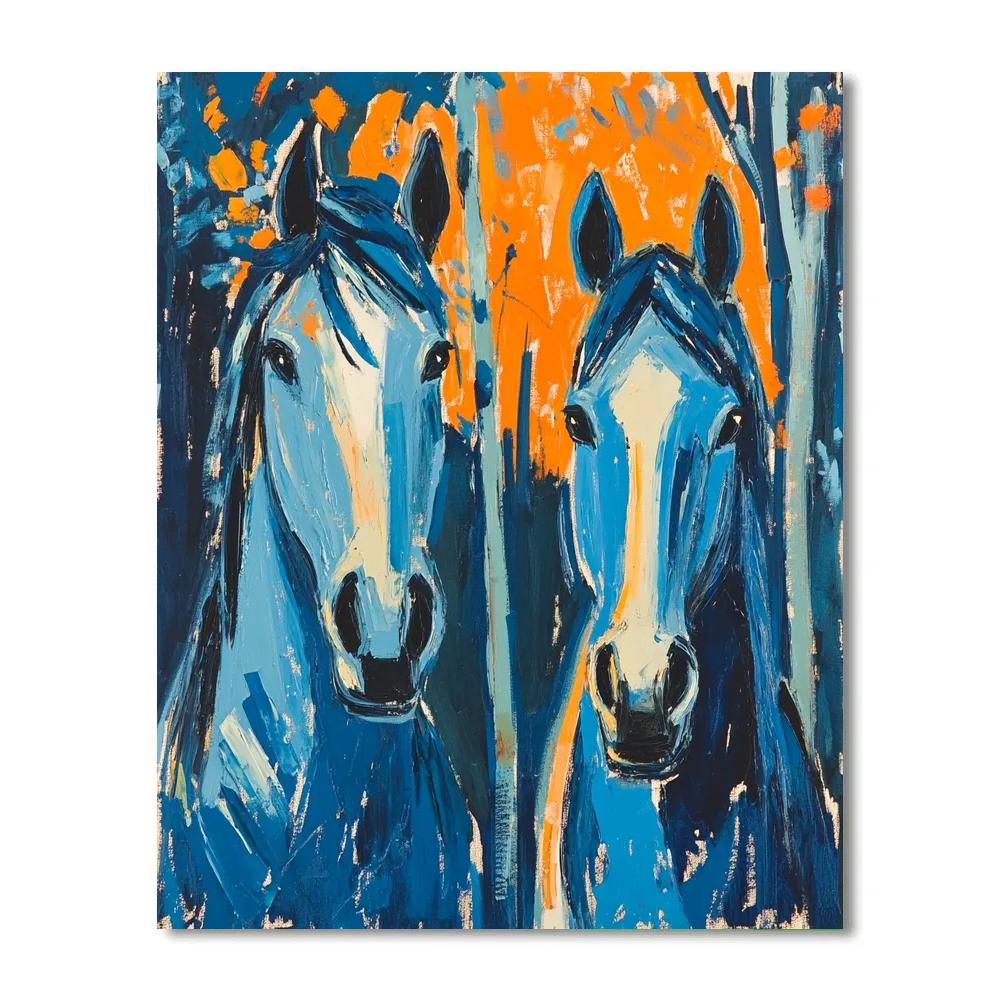 Franz Marc Inspired Blue Horses paint by numbers