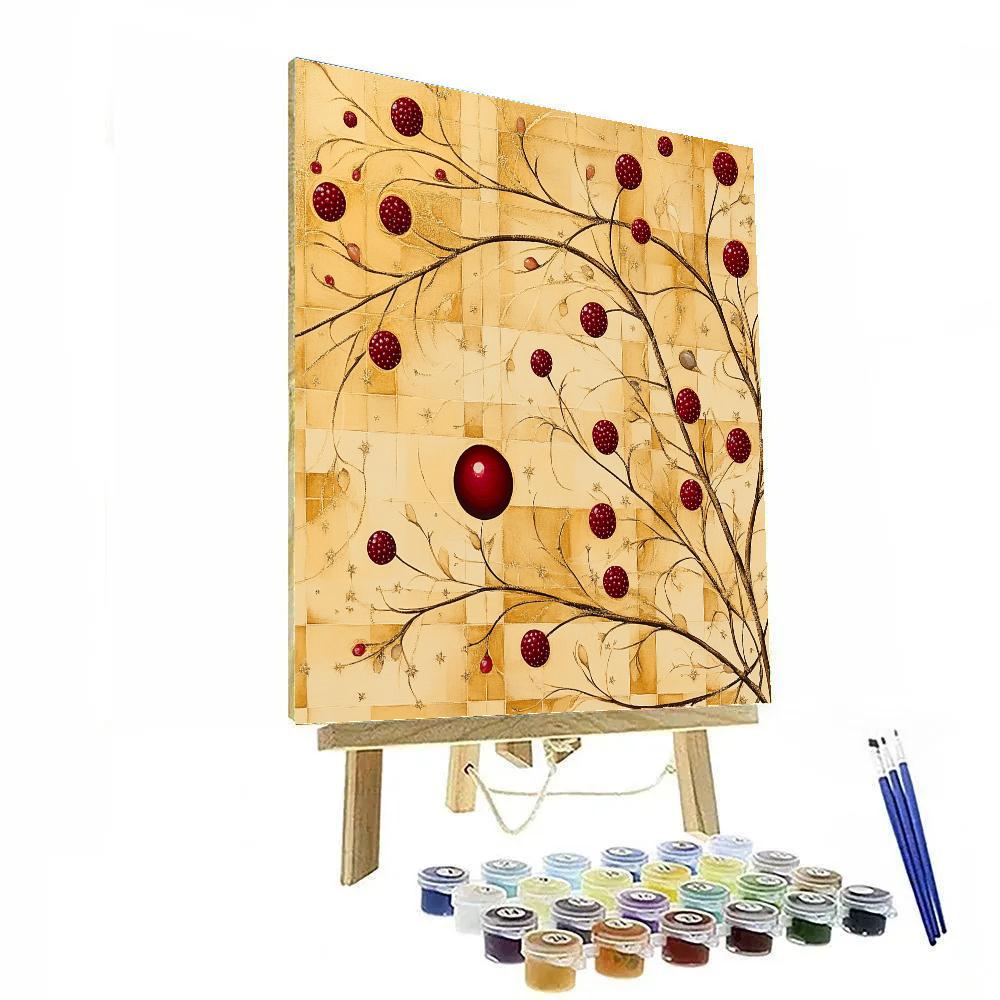 Gustav Klimt Inspired Ruby Berry Constellation Branches Numbered painting kits