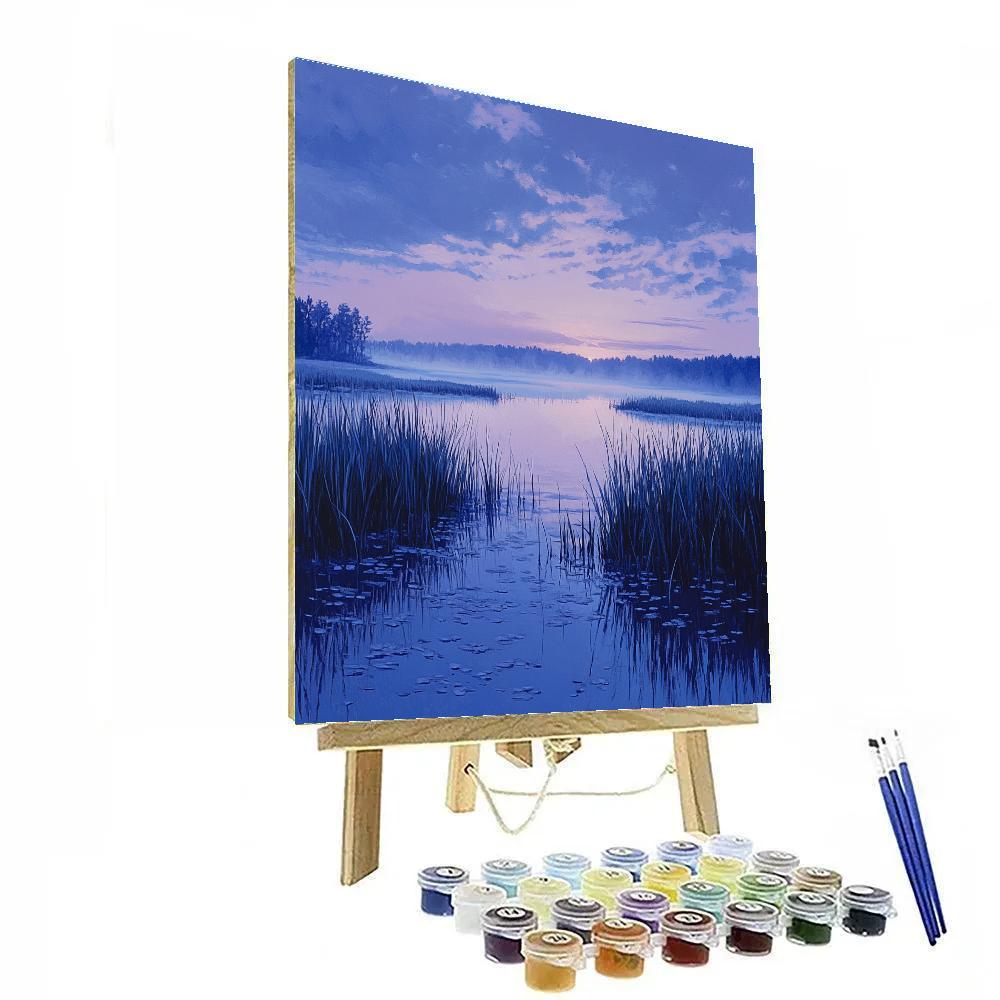 Claude Monet Inspired Mist Over Marsh Soft Violet Dawn paint by number