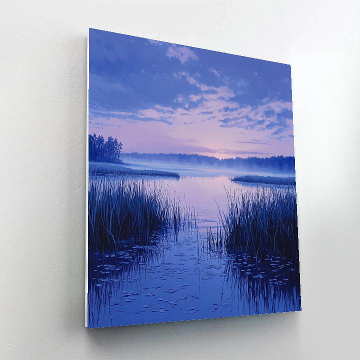 Claude Monet Inspired Mist Over Marsh Soft Violet Dawn paint by number