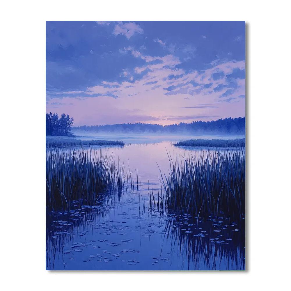 Claude Monet Inspired Mist Over Marsh Soft Violet Dawn paint by number