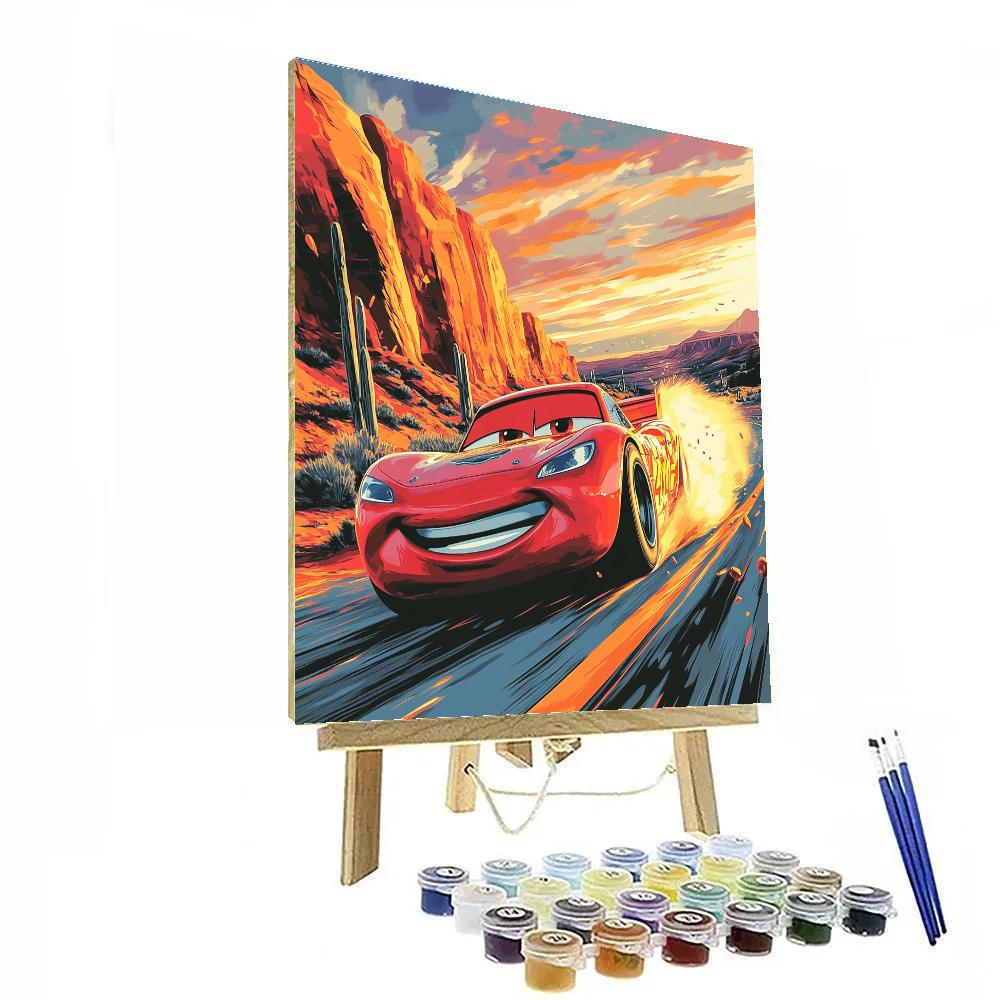 Lightning McQueen Desert Race Sunset Disney Inspired Numbered painting kits