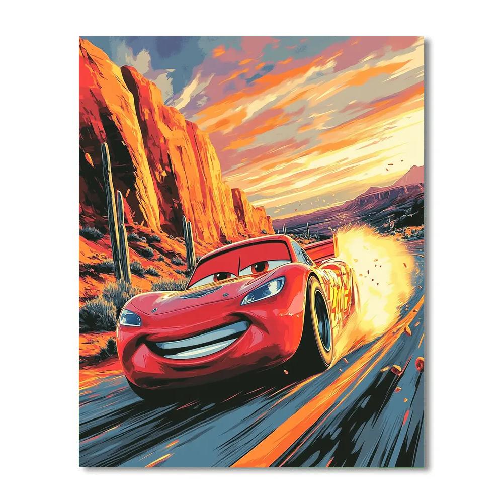Lightning McQueen Desert Race Sunset Disney Inspired Numbered painting kits