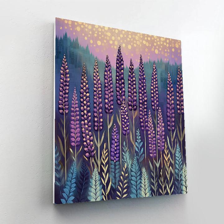 Gustav Klimt Inspired Twilight Lavender Field Geometry Numbered painting kits